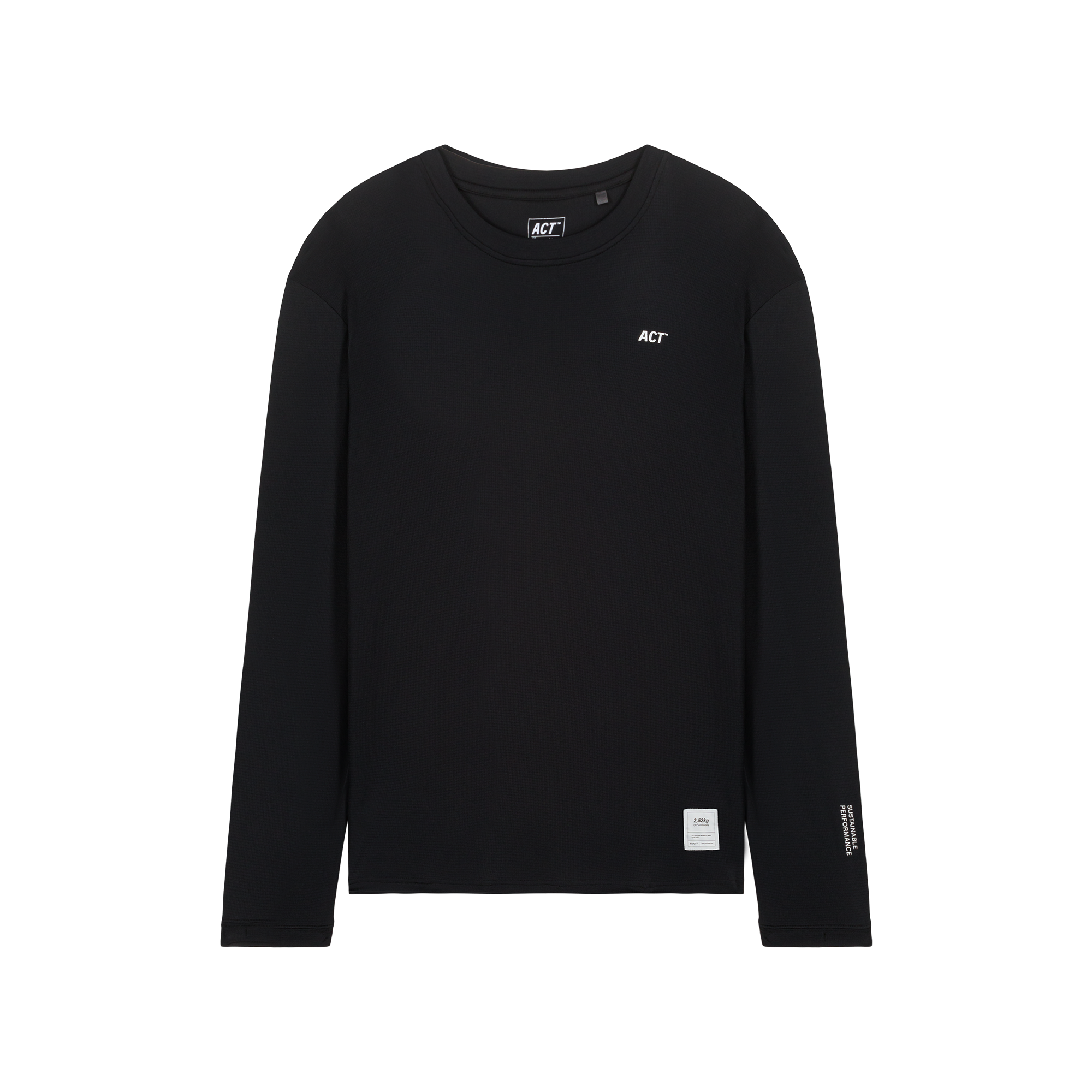 Black long sleeve BioPerf Running T-Shirt made from plant-based nylon, ultra-light and breathable.